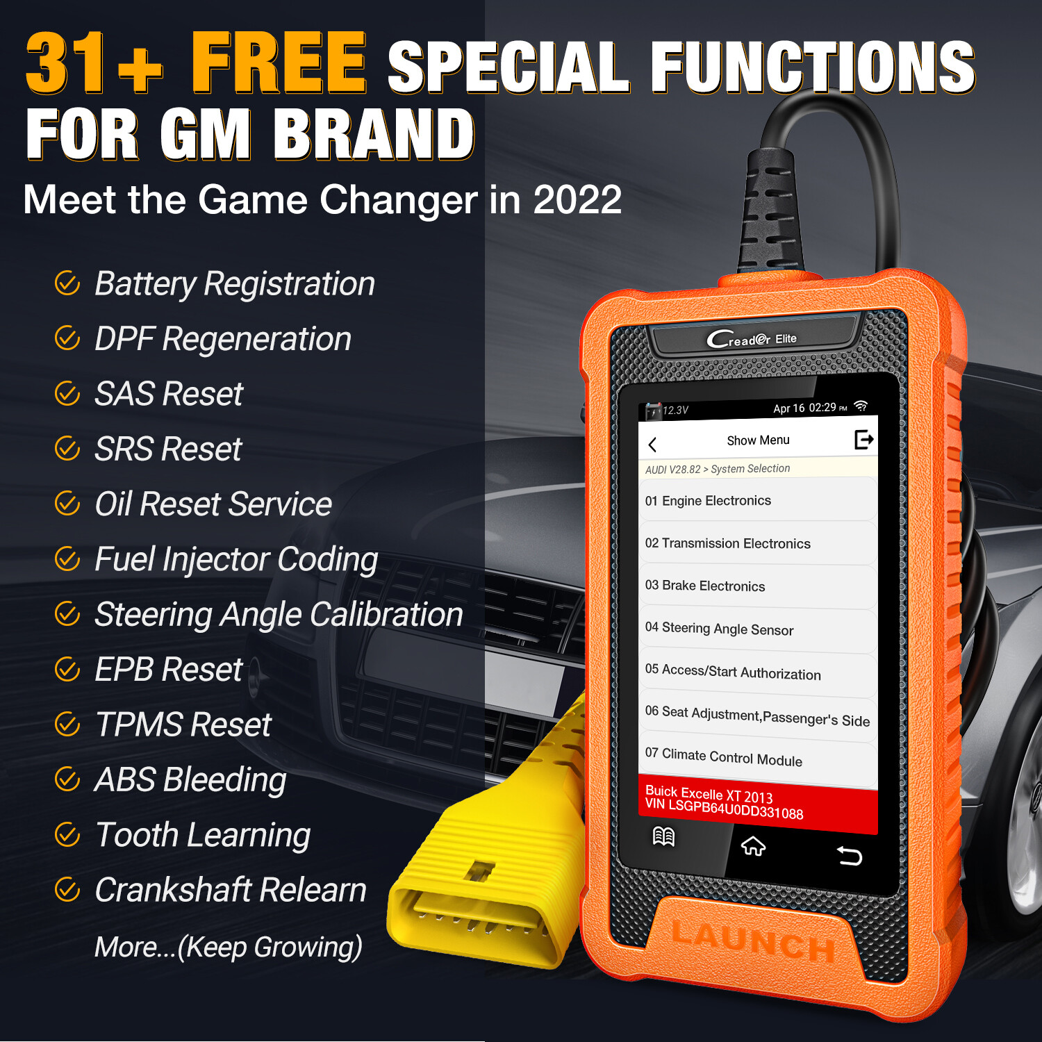 2025 LAUNCH Creader Elite for GM Car OBD2 Diagnostic Tool Scanner ECU Key Coding
