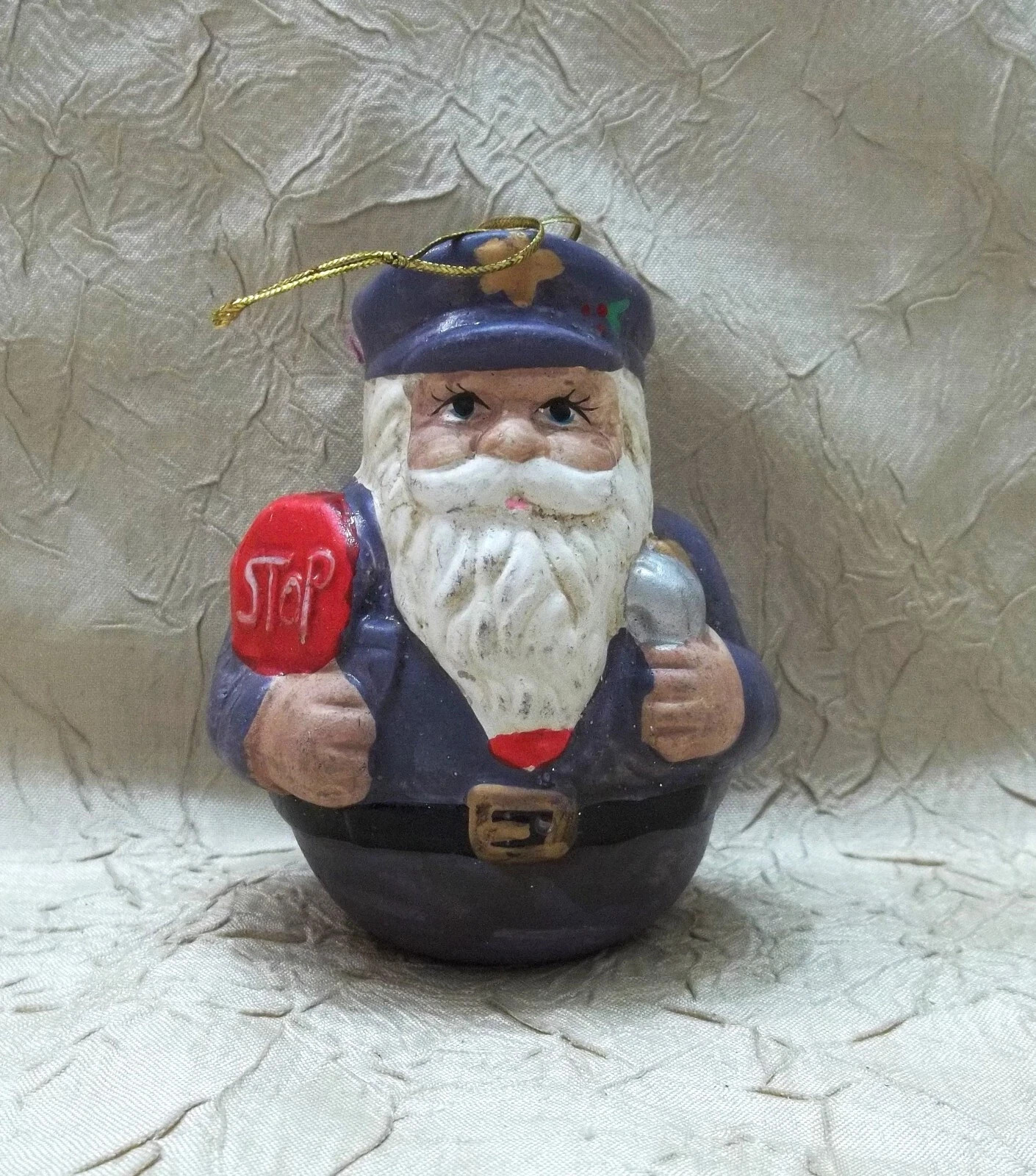 Police Officer Ceramic Christmas Holiday Ornament Potpourri Holder