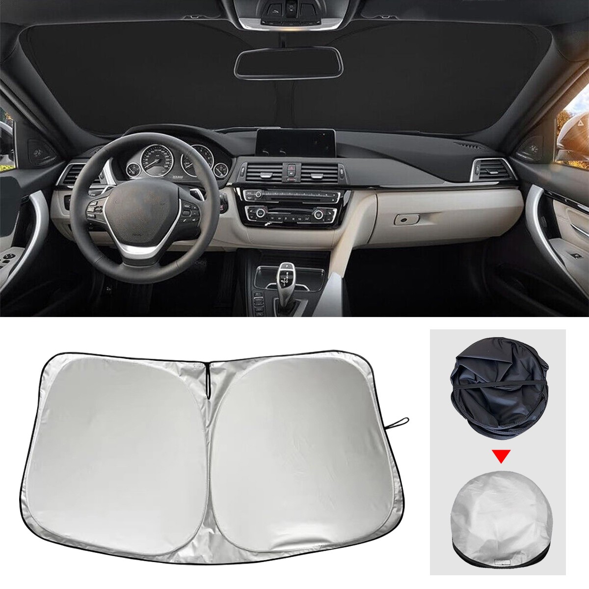 For Silverado 1500 15-18 Foldable Car Windshield Front Window Sun Shade Cover