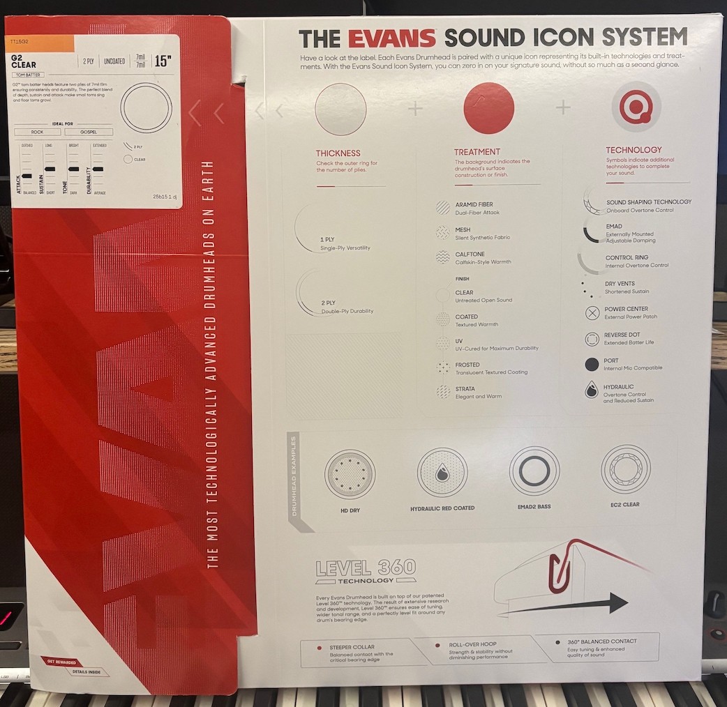 Evans G2 Clear Batter Drumhead 15 in. BRAND NEW