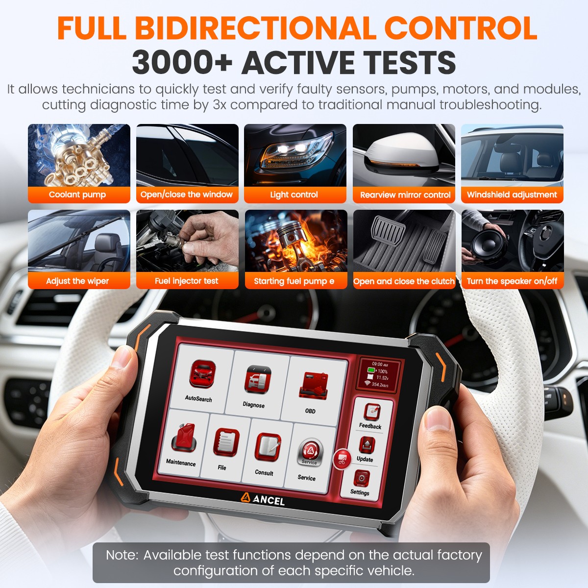 ANCEL DS600BT Car Diagnostic Tool Bidirectional OBD2 Scanner ECU Coding IMMO ABS
