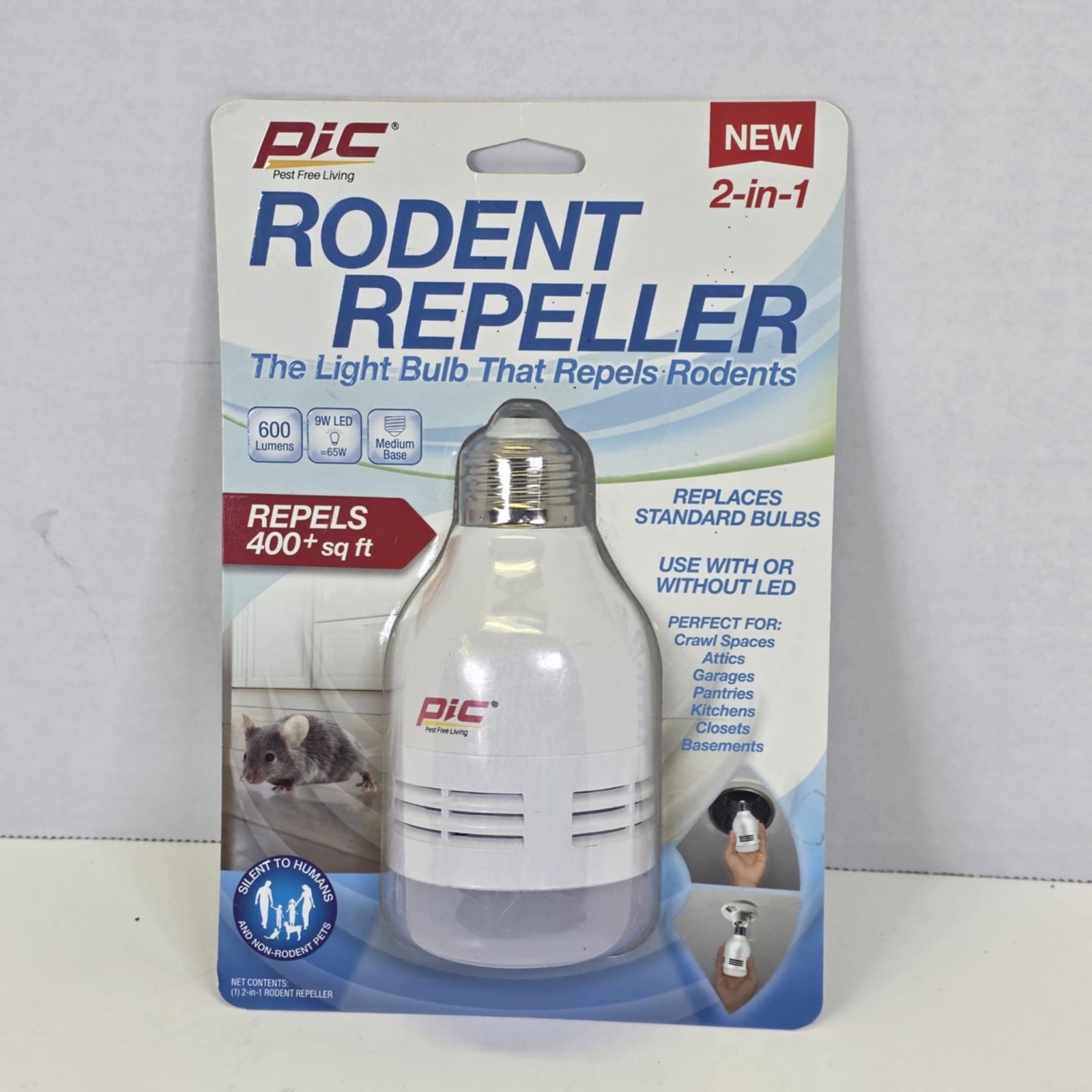 PIC 2-in-1 Rodent Repeller The Light Bulb That Repels Rodents # LED-RR Standard