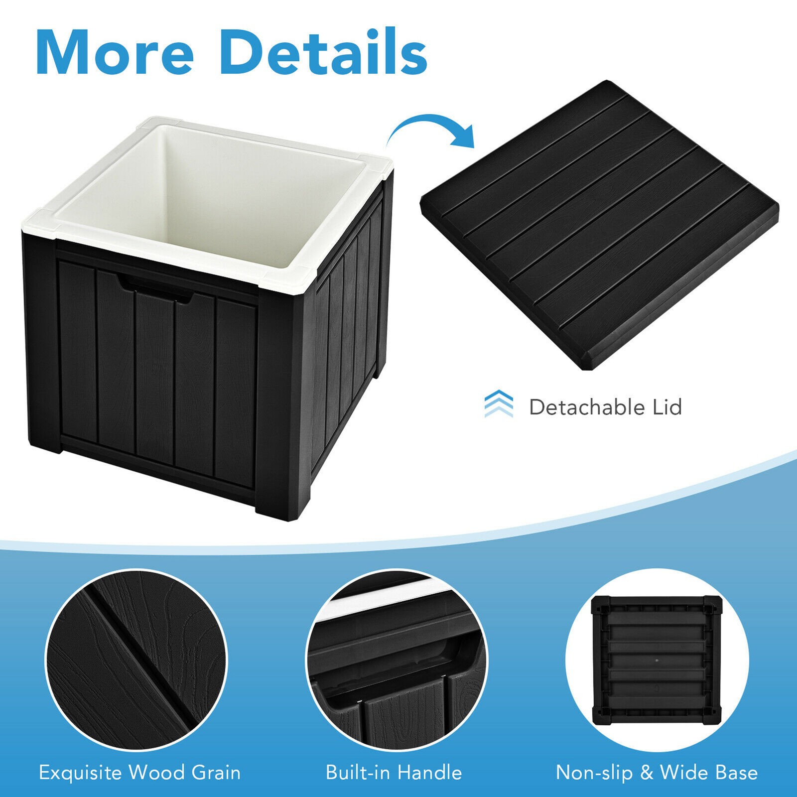 Patio 10 Gallon Ice Cube Cooler Box Table Stool Storage W/Handle Black