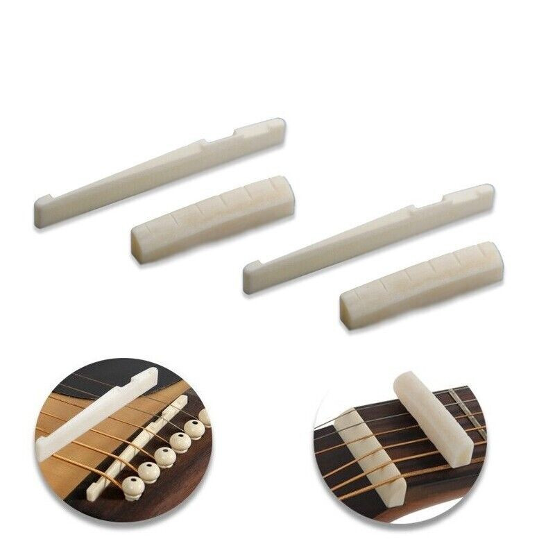 4 Sets 8Pcs 6 String Acoustic Guitar Bone Bridge Saddle and Nut Universal US