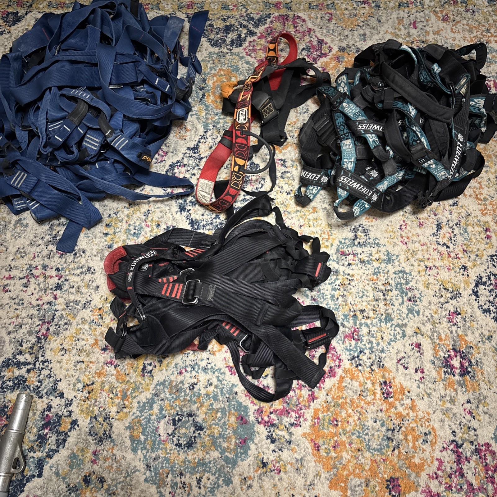Huge lot 33 mountain climbing gear harnesses descenders PETZL Edelweiss Trango