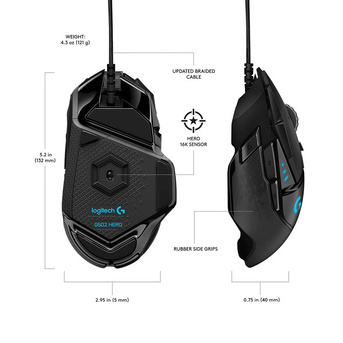 Logitech G502 Hero High-Performance Gaming Mouse - Mouse Only