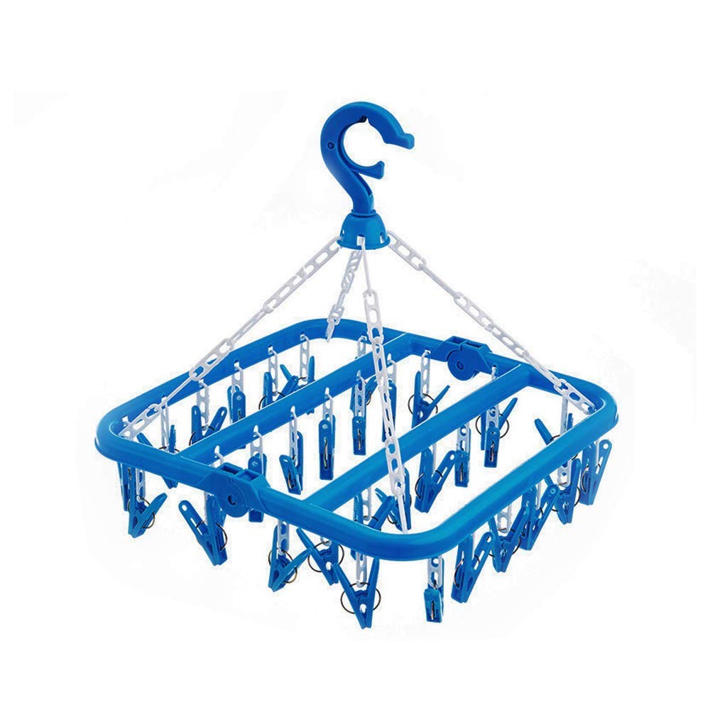Clothes Drying Hanger with 32 Clips, Foldable Hanging Drying Rack for Clothes...
