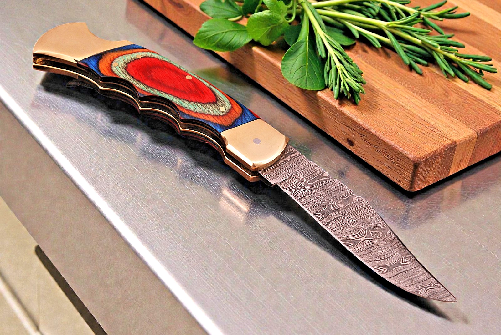 CUSTOM MADE FORGED DAMASCUS STEEL BLADE FOLDING POCKET KNIFE 947