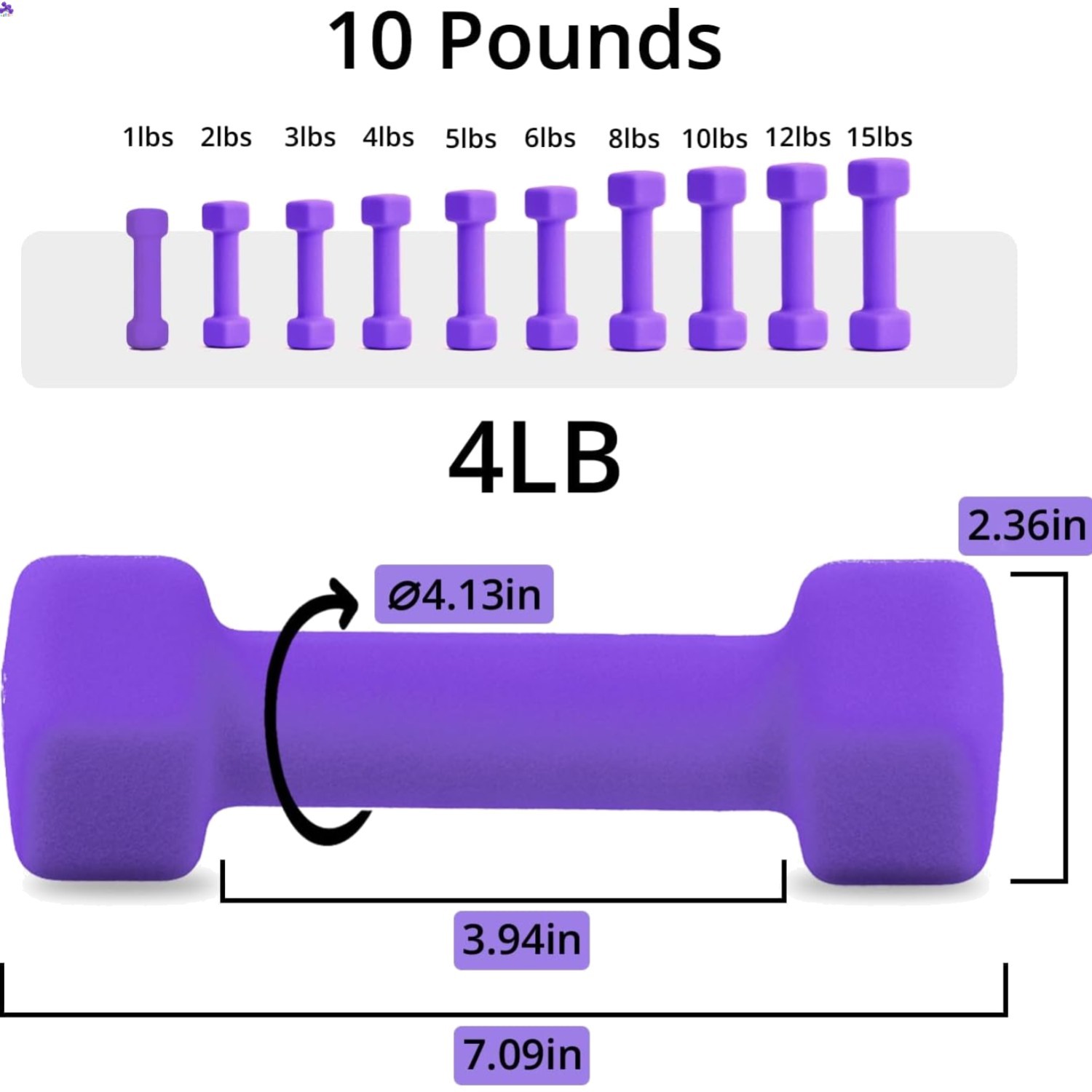 Weights Dumbbells 10 Colors Options Compatible with Set of 2 Neoprene Dumbbel...