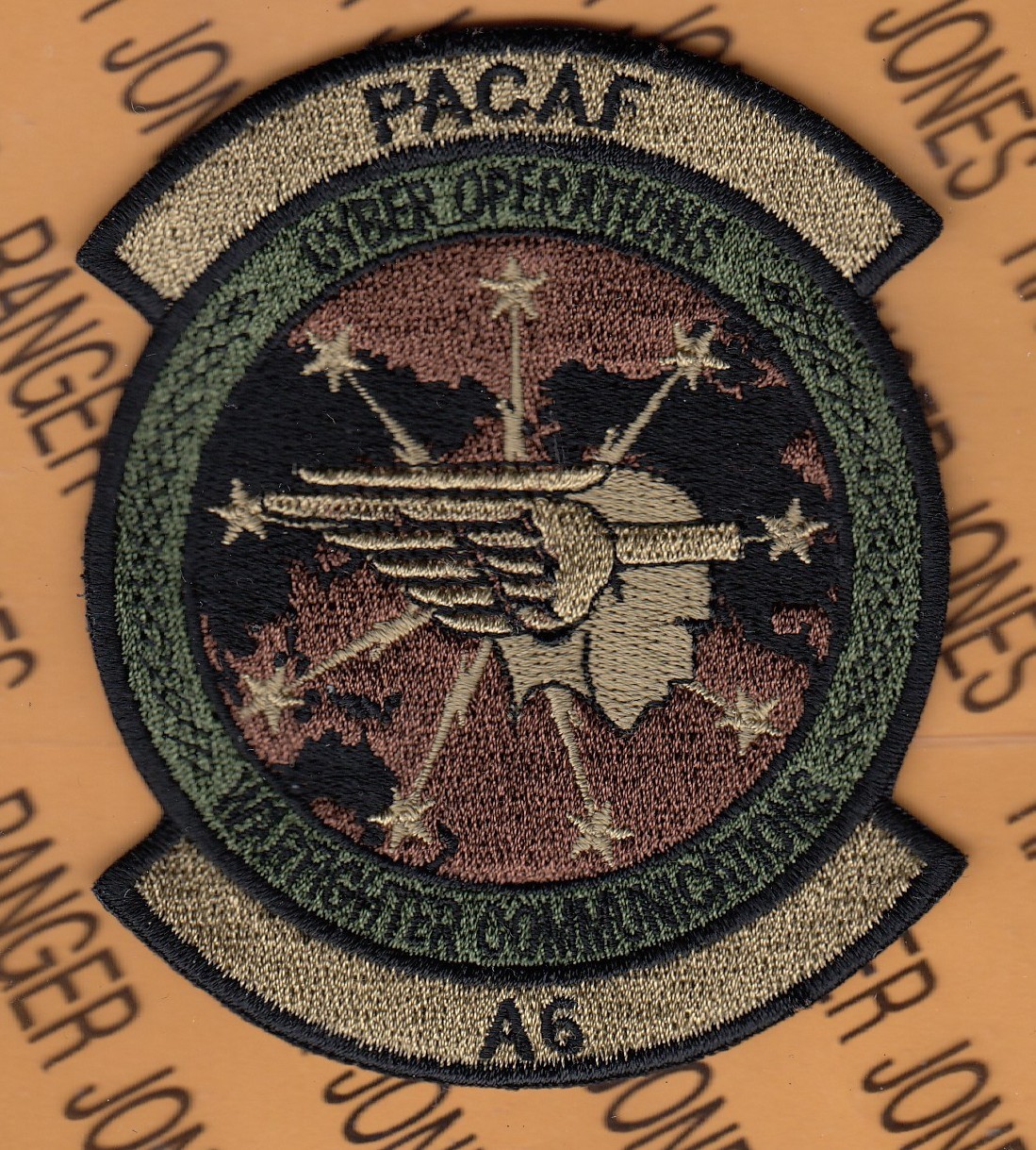 USAF Air Force Pacific PACAF Cyber Operations A-6 ~3.75" OCP No HOOK patch c/e