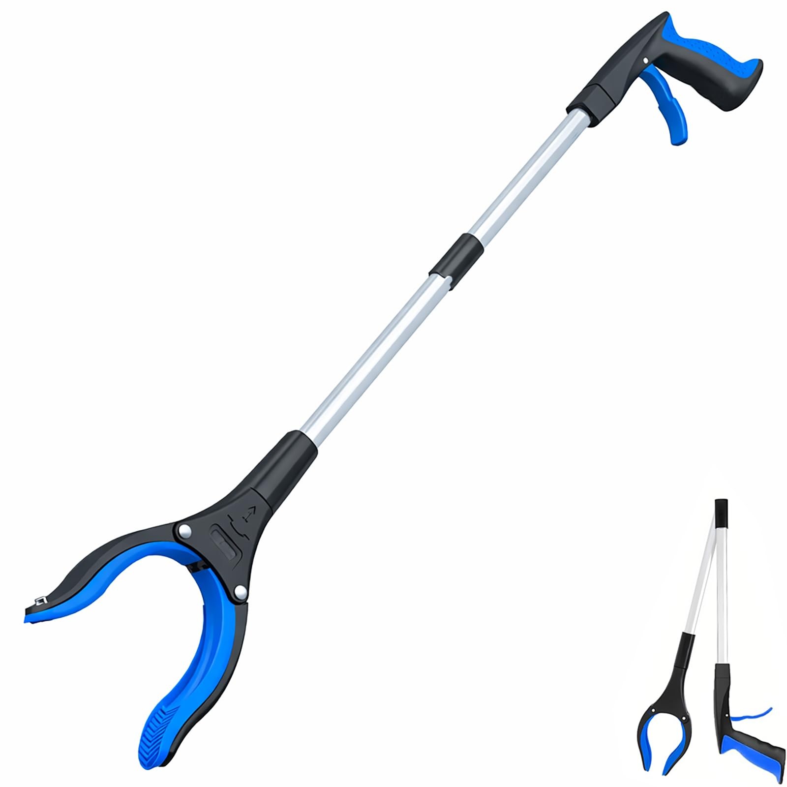Grabber Reacher Tool - 32” Extra Long Foldable Gripper and Reaching Blue