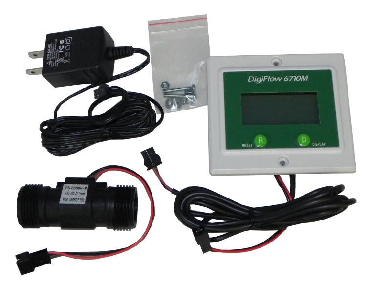 Panel 3/4" Digiflow 6710M-66TM Digital Flow Meter count up Gallons GPM 115V cord