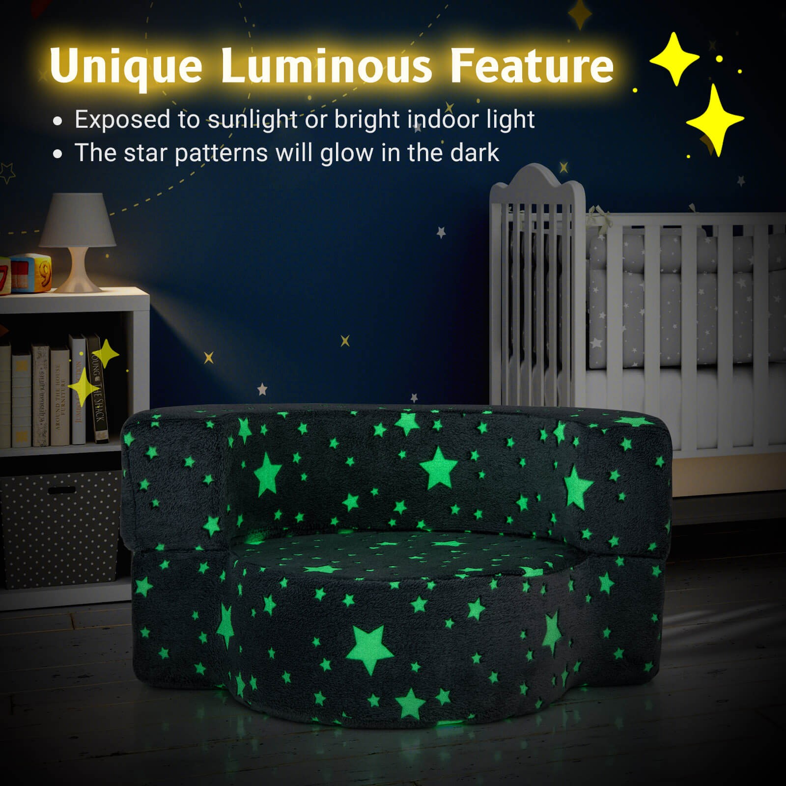 2-in-1 Toddler Chair w/ Removable & Washable Cover Plush Reading Chair