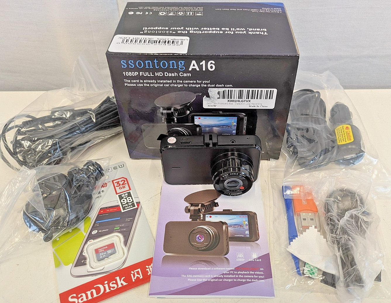 Ssontong A16 2.5K QHD Front & Rear Dash Cam WiFi 64GB GPS Boxed NEW Unused (GA)