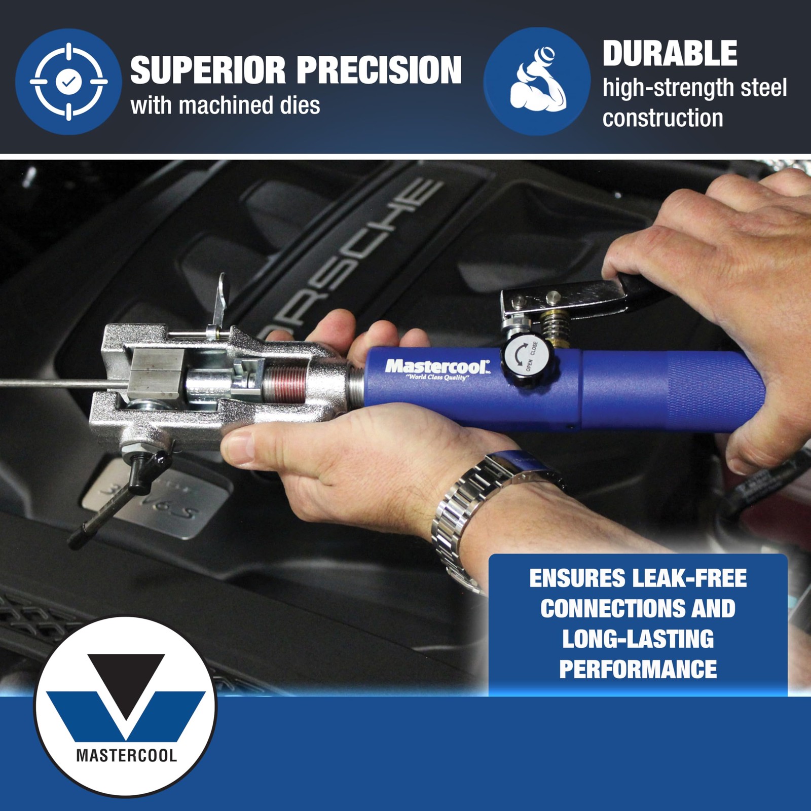 Mastercool 72485-PRC Universal Hydraulic Flaring Tool – 45° Silver/Blue