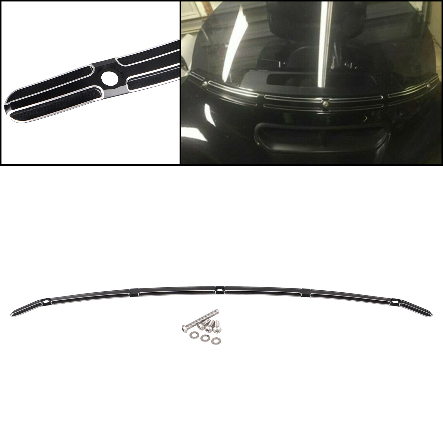 Black Cut Fairing Windshield Trim For Touring Electra Tri Glide FLHX Ultra 14-22