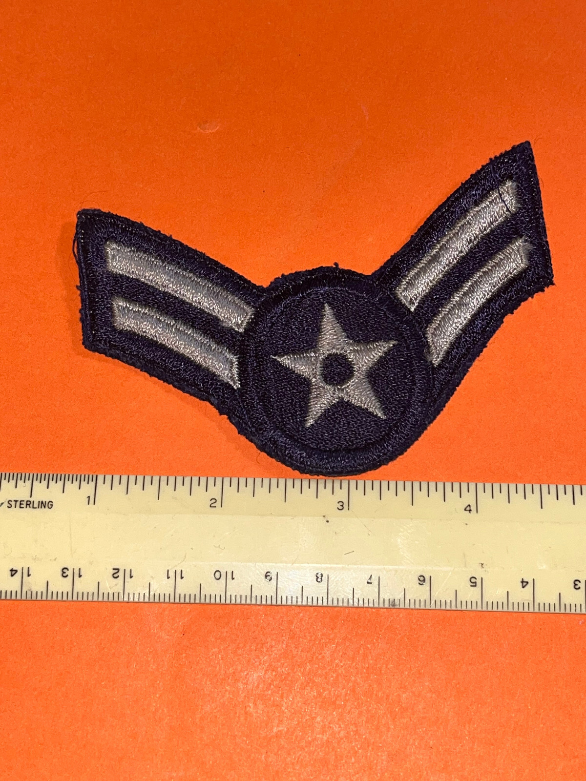 MILITARY PATCH US AIR FORCE RANK SET OF AIRMAN FIRST CLASS 3.75 " OLDER SEW ON
