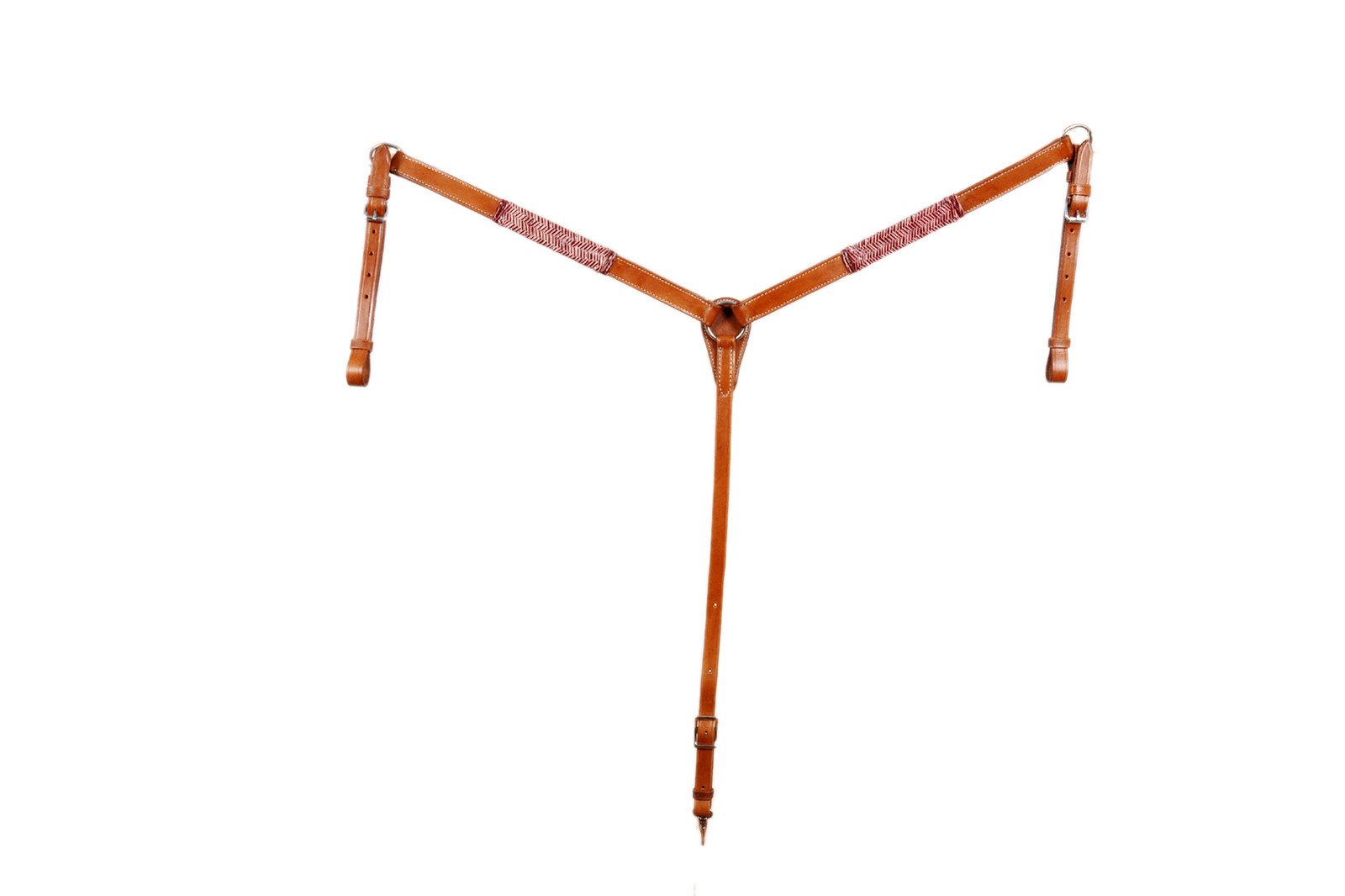 Western Natural Leather Tan Beveled Rawhide Briaded Breast Collar