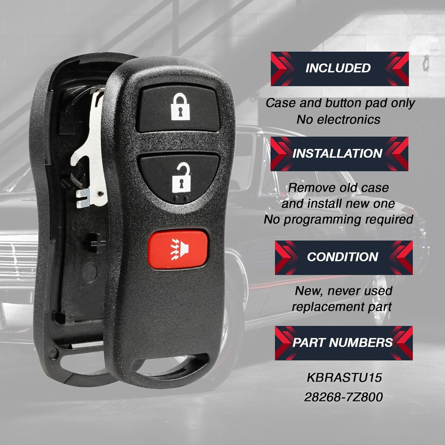 Key Fob Keyless Entry Remote Shell Case & Pad