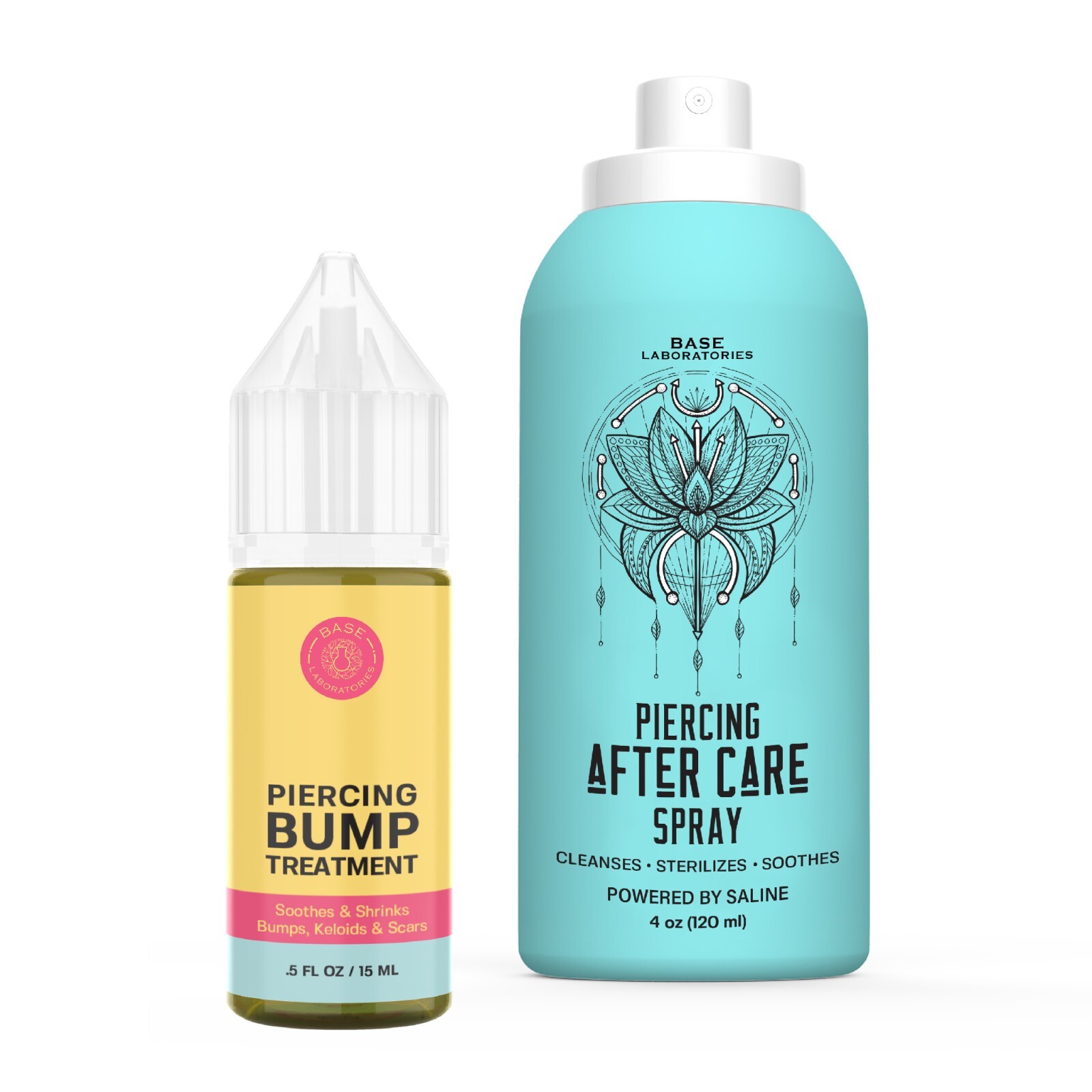 Base Labs Piercing Aftercare Kit | Piercing Bump Oil 0.5oz +Aftercare Spray  4oz