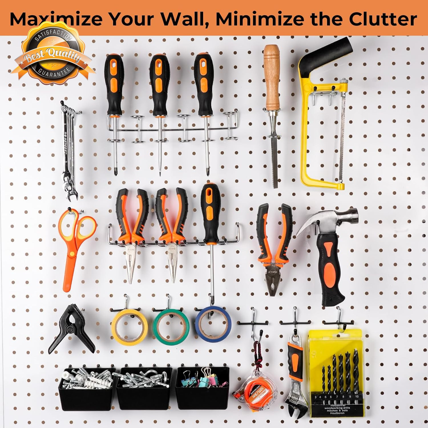Pegboard Hook Accessories Kit Bins Garage Wall Storage 1/8 1/4in 120Pc