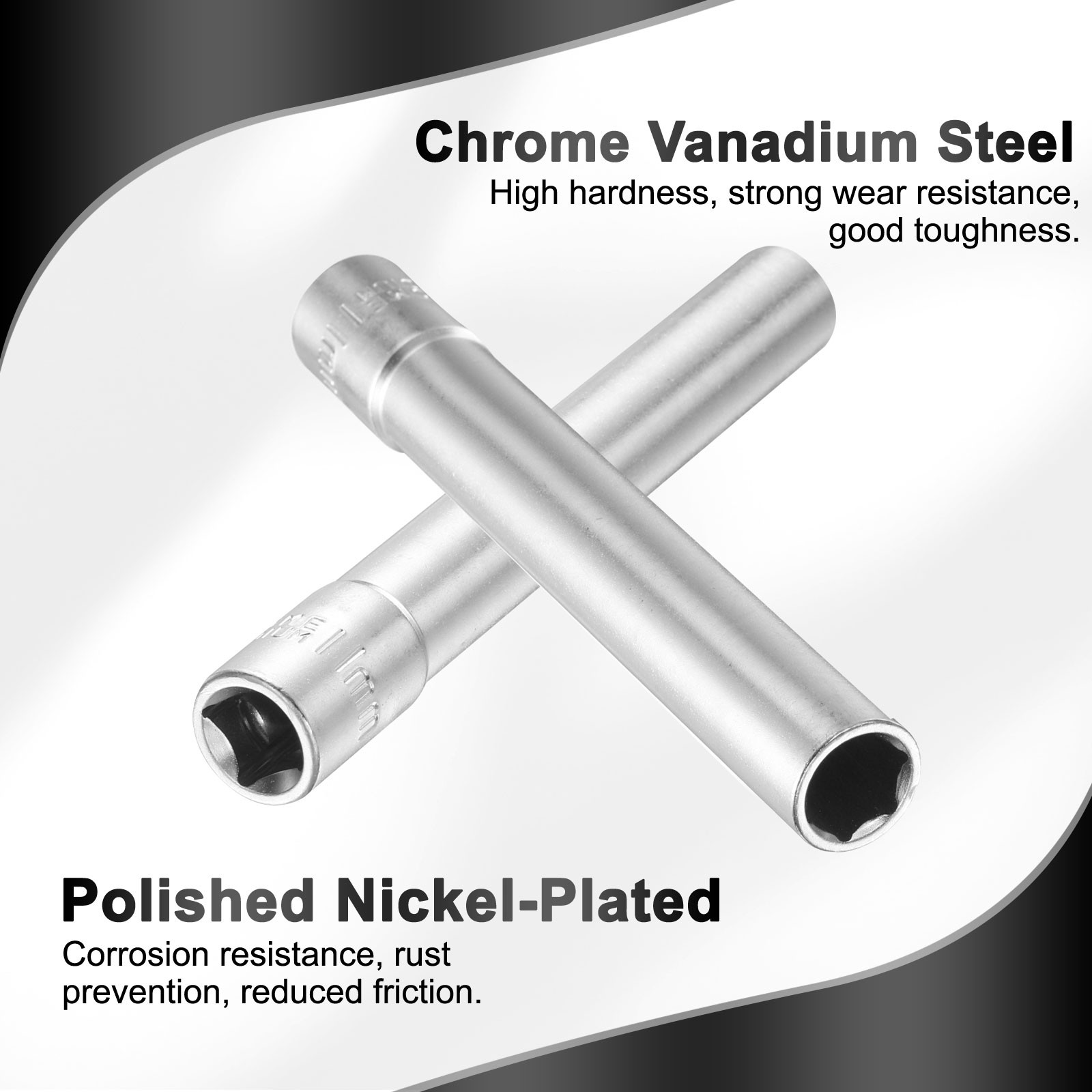 6 Points Deep Socket 3/8" Drive 11mm Nickel Plating Flip Sleeve 4.7" Long