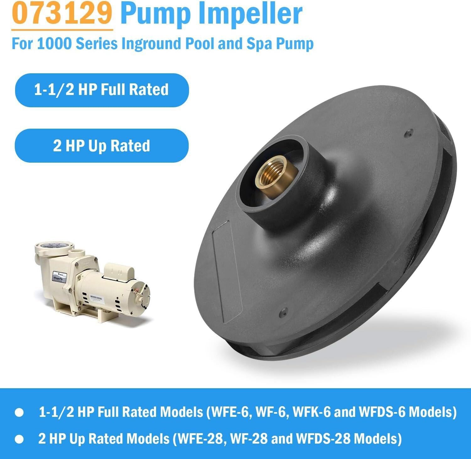 073129 Pump Impeller Replacement For 1-1/2 HP and 2 HP WhisperFlo Pool Pump