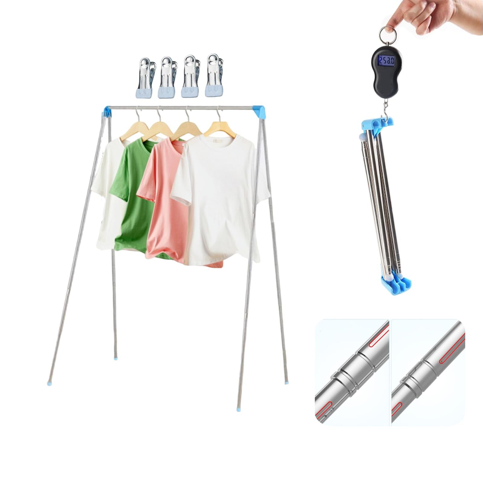 Portable Travel Garment Rack Upgraded Easy Folding Mini Drying Clothes Rack R...