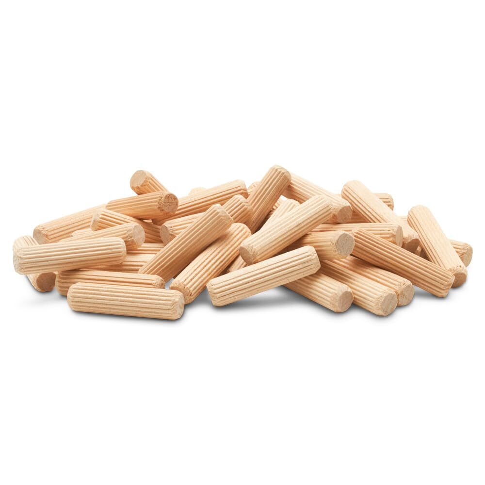 250PCS Wooden Dowel Pins 3/8 x 1-1/2 Inch Fluted Joints for Furniture Craft