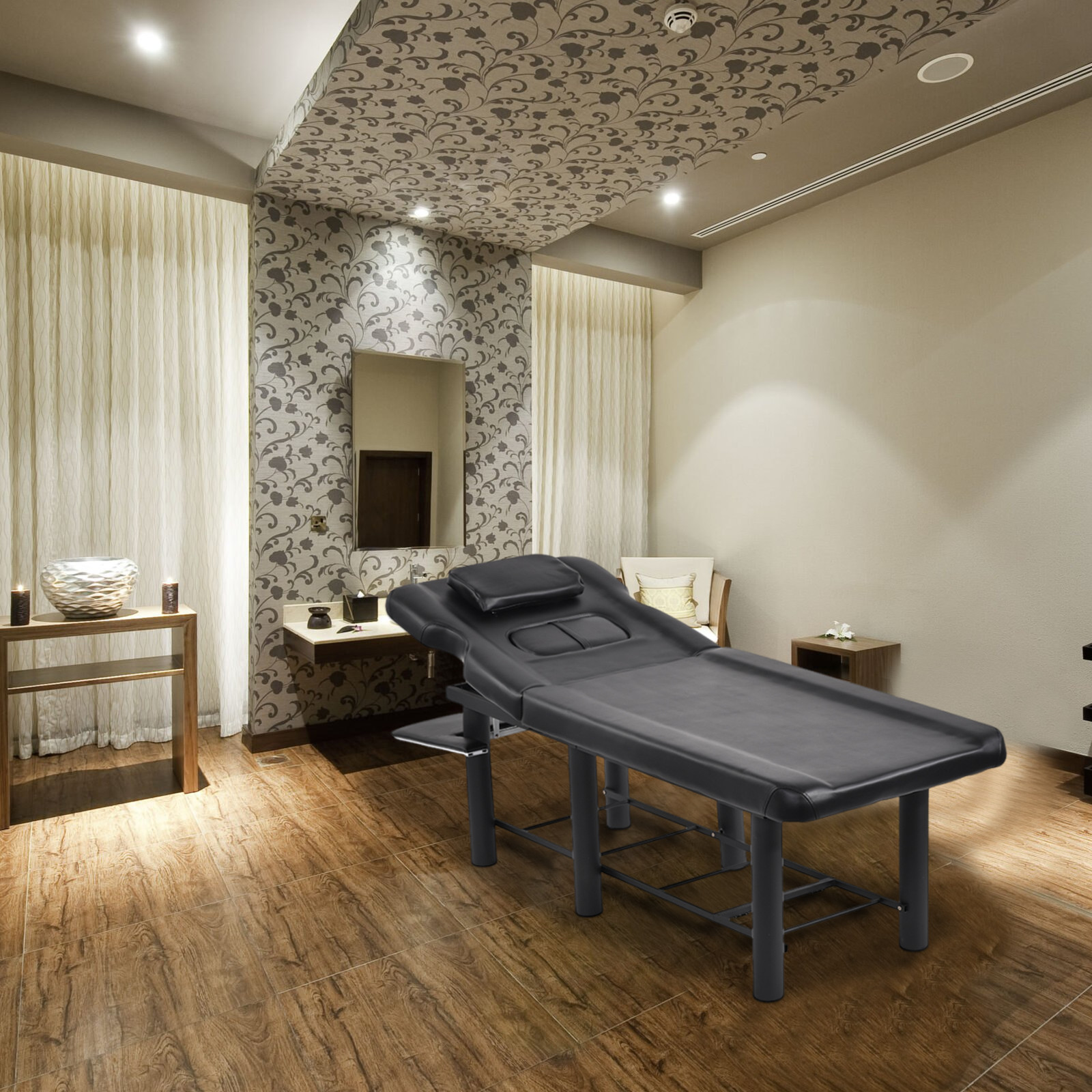 185cm Professional Stationary Massage Table with Backrest for Treatment Table---