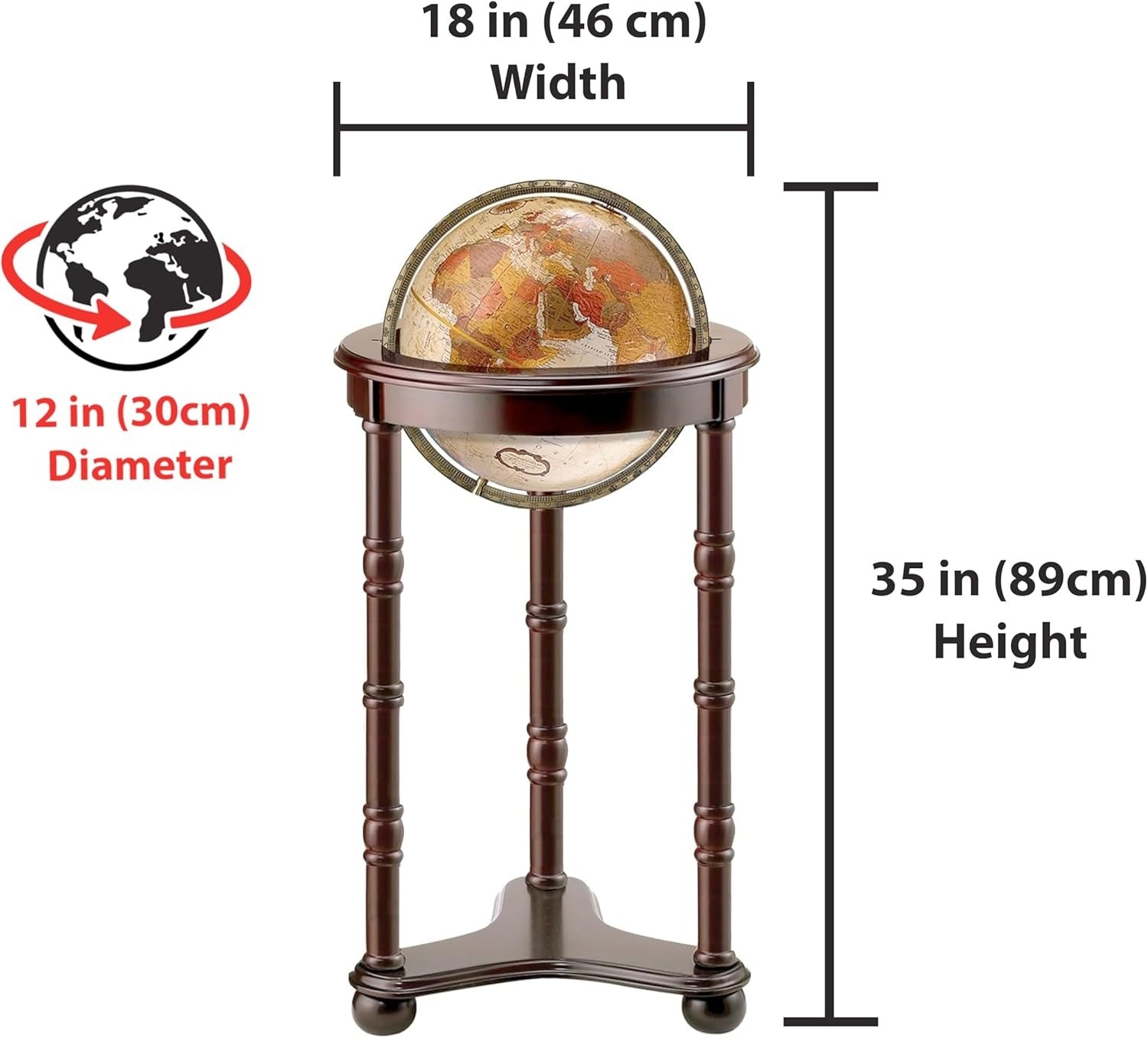 Replogle Lancaster Floor Globe, Bronze Metallic 12"