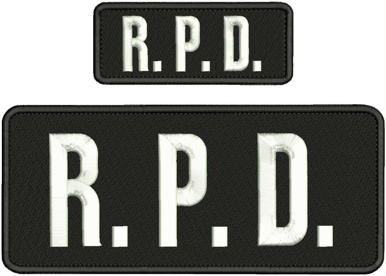 R.P.D. EMBROIDERY PATCH10X4 AND 5X2 HOOK ON BACK BLACK/WHITE