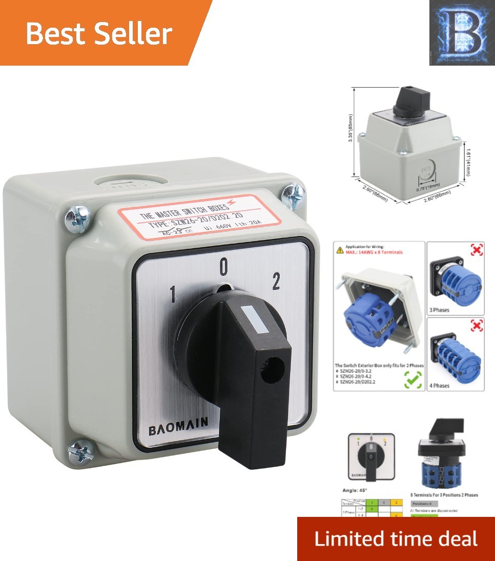 Compact 3-Position Rotary Changeover Switch - Safe, Efficient, and Reliable