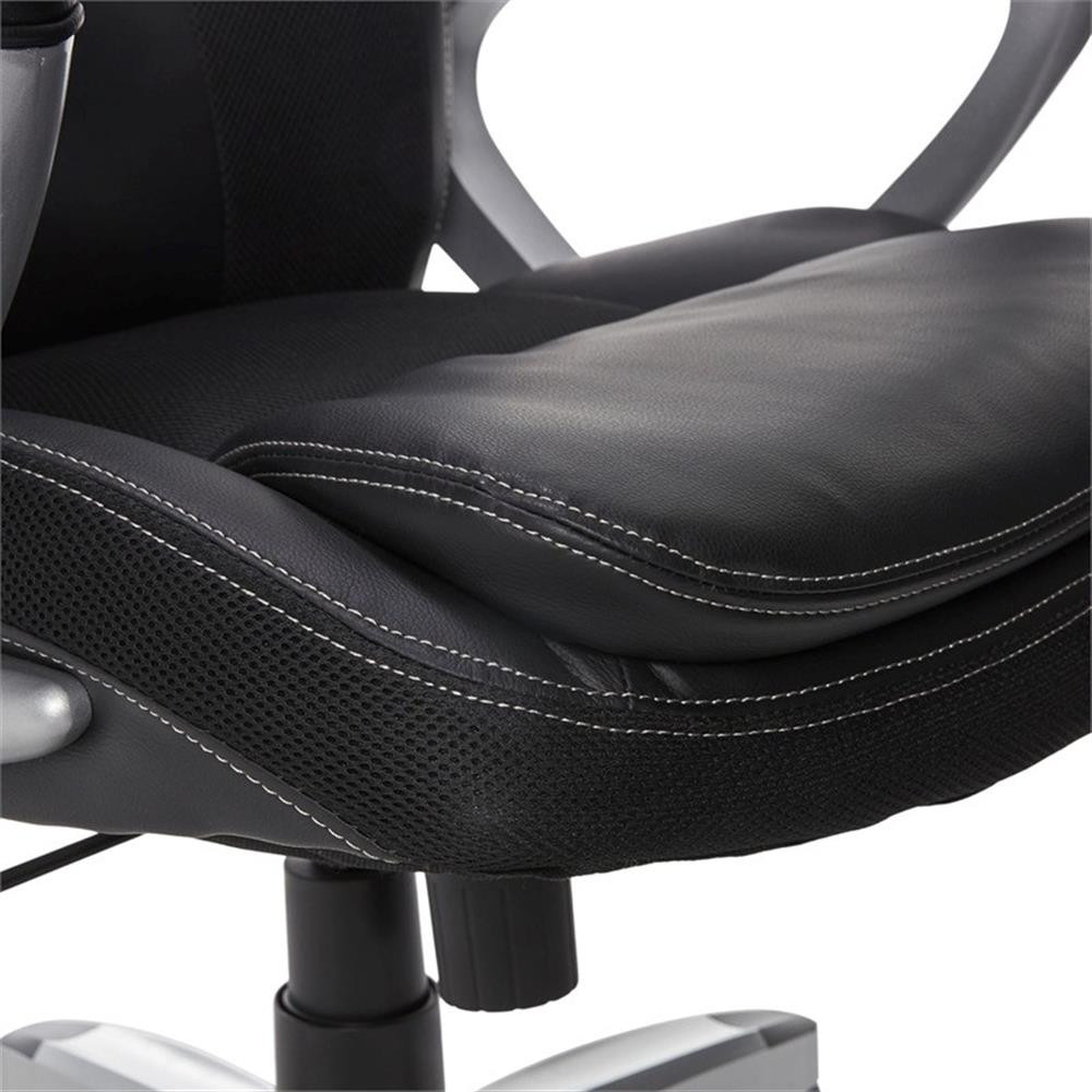 Pemberly Row Faux Leather Executive Office Chair w/ Adjustable Tilt in Black