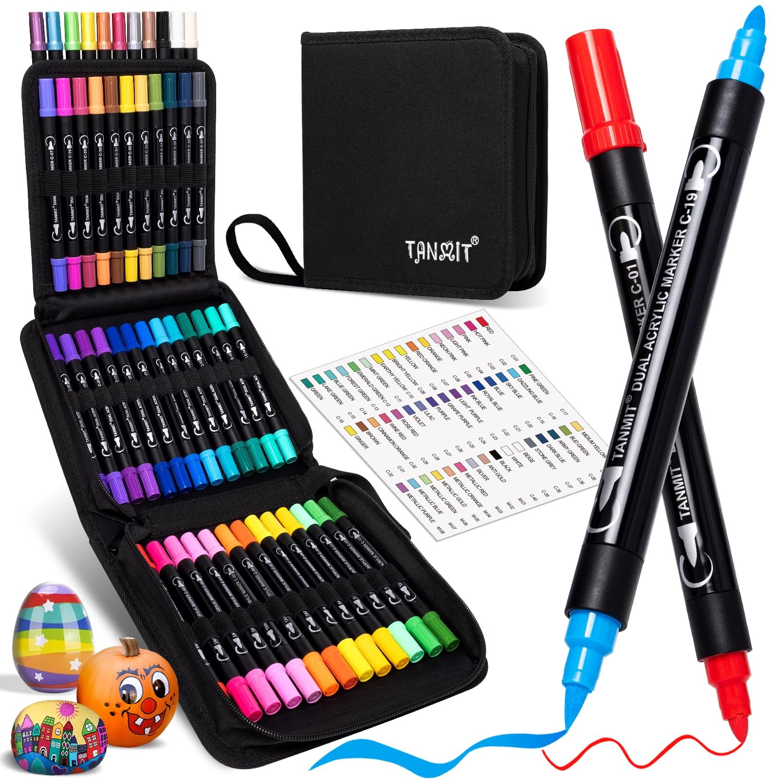 TANMIT 48 Colors Acrylic Paint Pens, Dual 1 Count (Pack of 48), multi-color