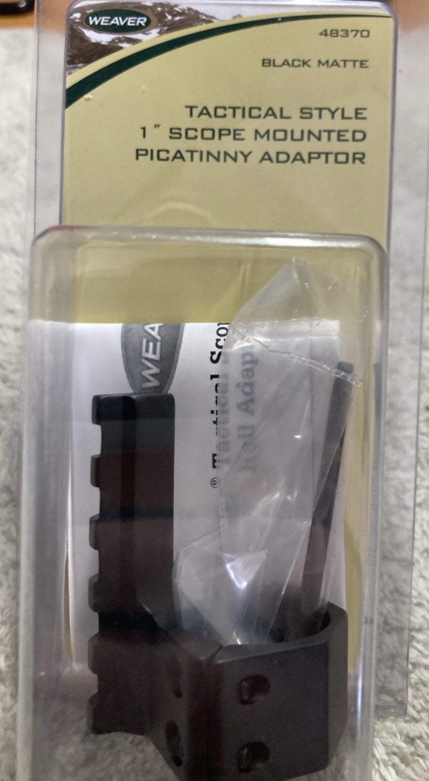 Weaver Tactical Style 1" Scope Mounted Picatinny Adaptor 48370