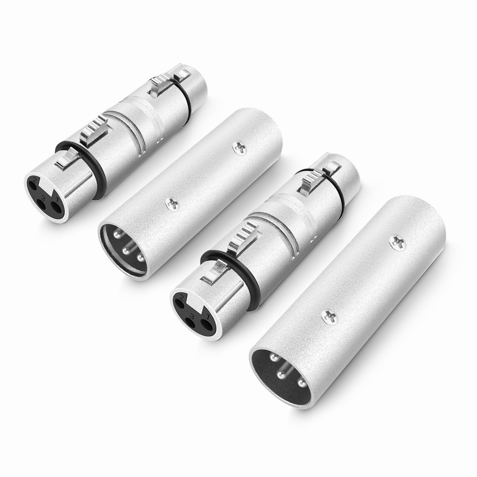 Jozzai XLR Adapter 4 Pack (2-Pair), 2 Male to Male Connector & 2 Female to Fe...