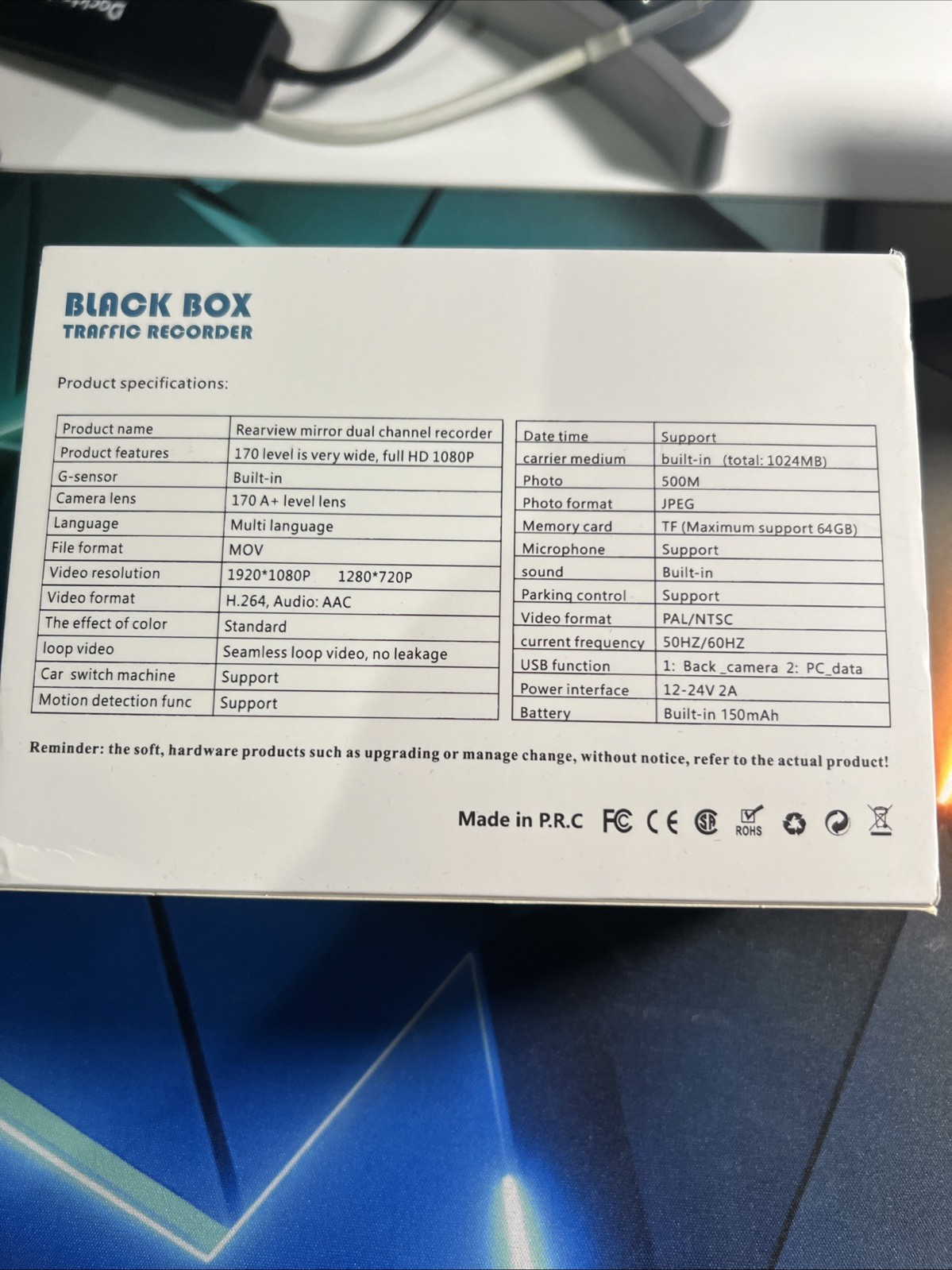 Black Box Traffic Recorder Dash Cam ￼64gb