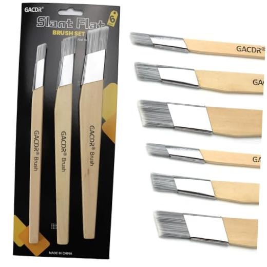 Slant Lining Fitch Trim Paint Brushes, Pack of 6, 0.5", 0.75", 1" | Angled