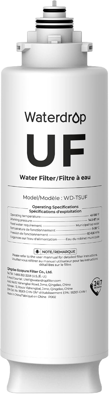 Waterdrop TSUF Ultra-Filtration Under Sink Water Filter, 0.01 Micron, 1 Pack