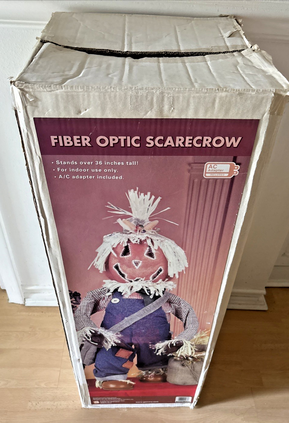 Gemmy Halloween Fiber Optic Color Changing Pumpkin Head Scarecrow 36” Works 2005