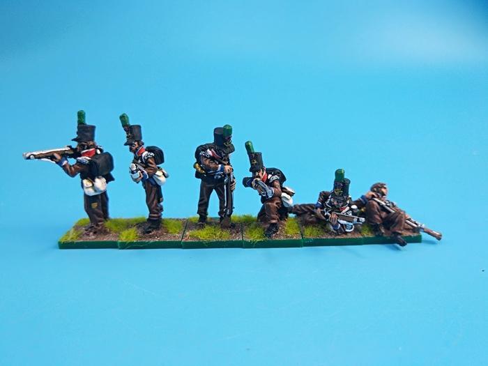 28mm Napoleonic painted Portuguese Atiradores skirmishing with rifles PORT13