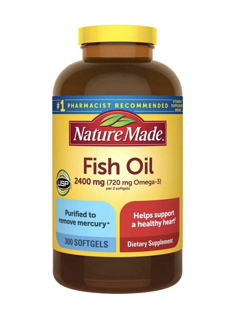 Nature Made PURIFIED Fish Oil 2400mg, (720mg Omega-3) - 300ct Softgels, Exp-2029
