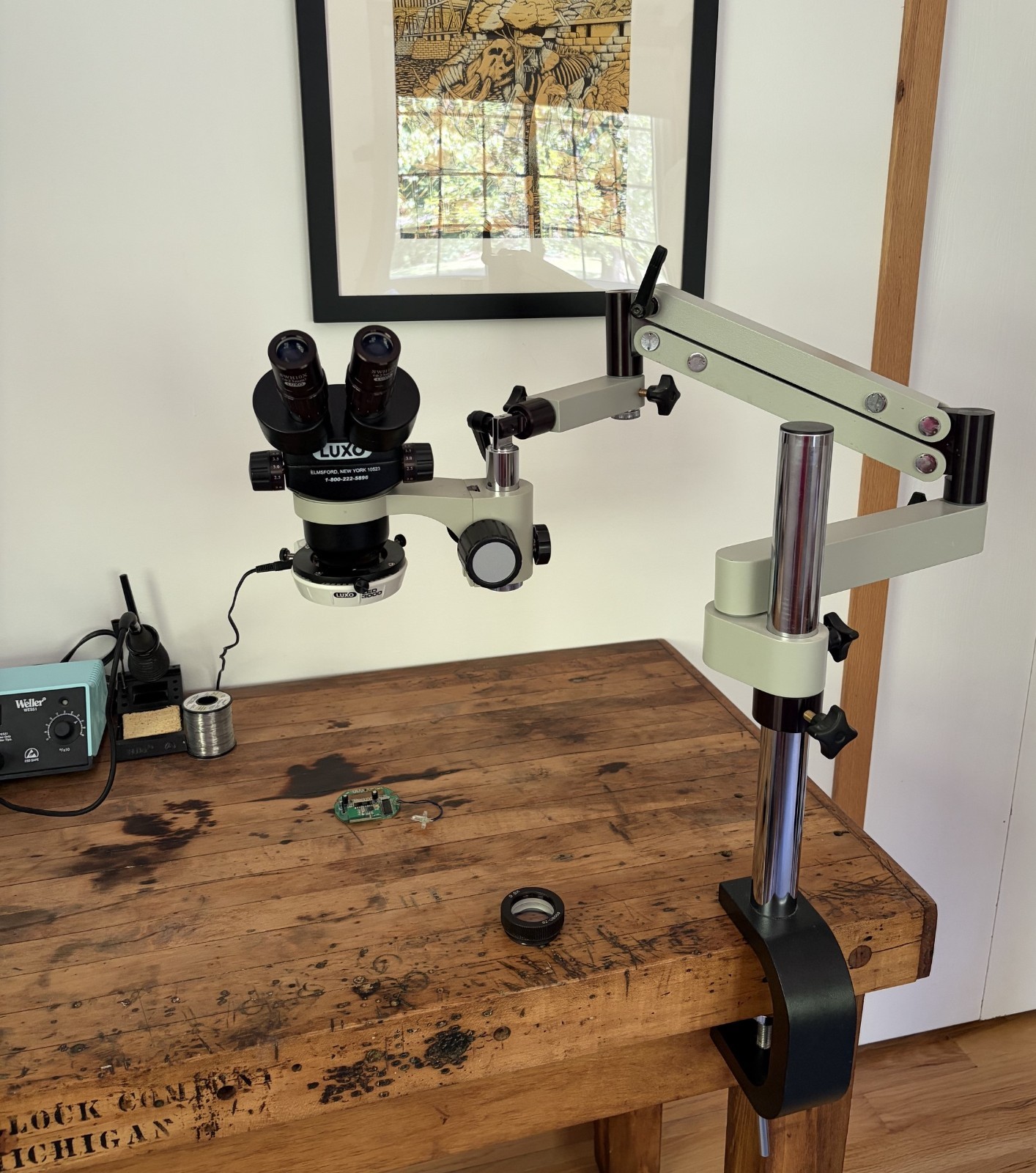 Luxo 273 Binocular ESD-safe Microscope With Articulating Arm - for manufacturing