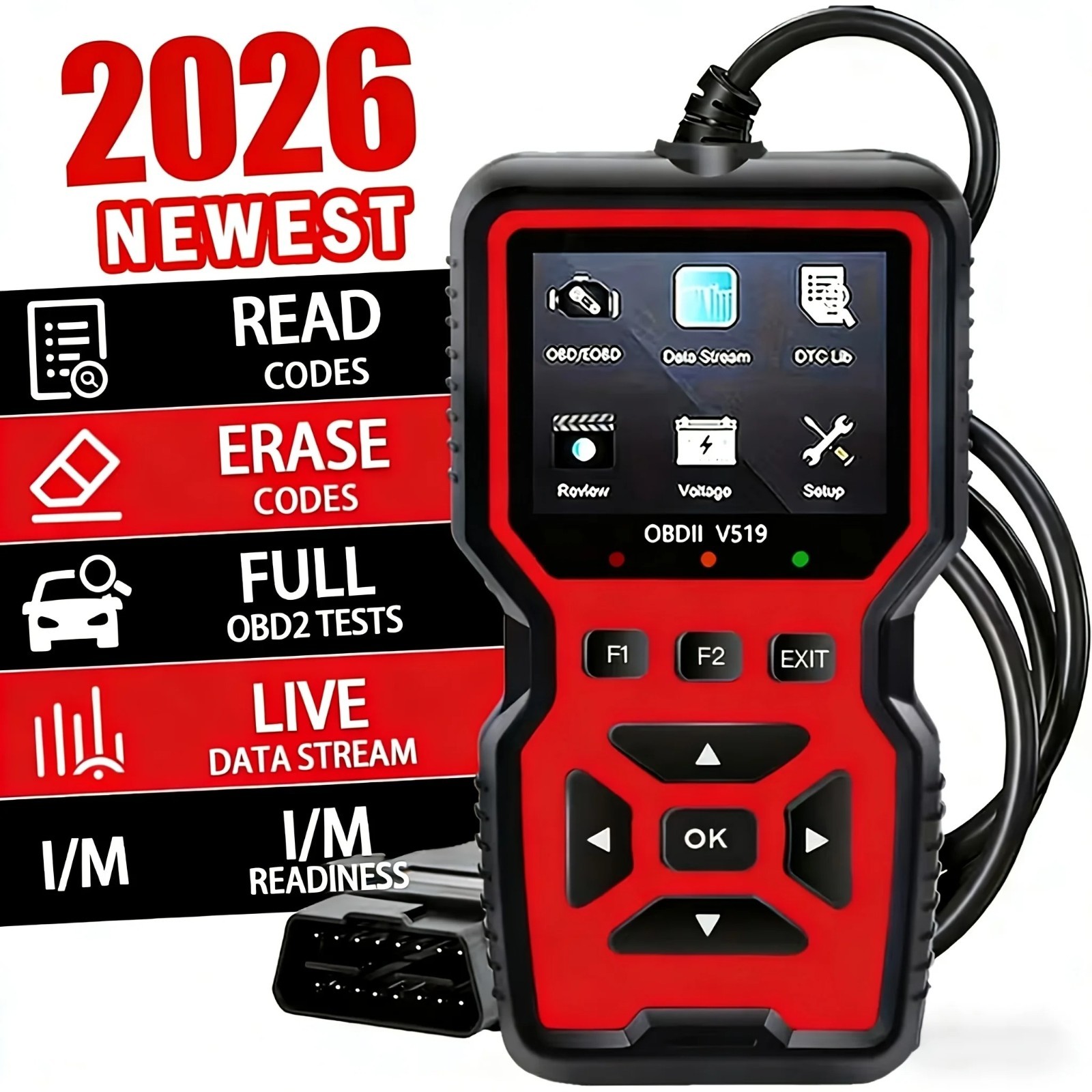 Professional OBD2 V519 Scanner 2026 Upgraded+ CAN OBDII Code Reader