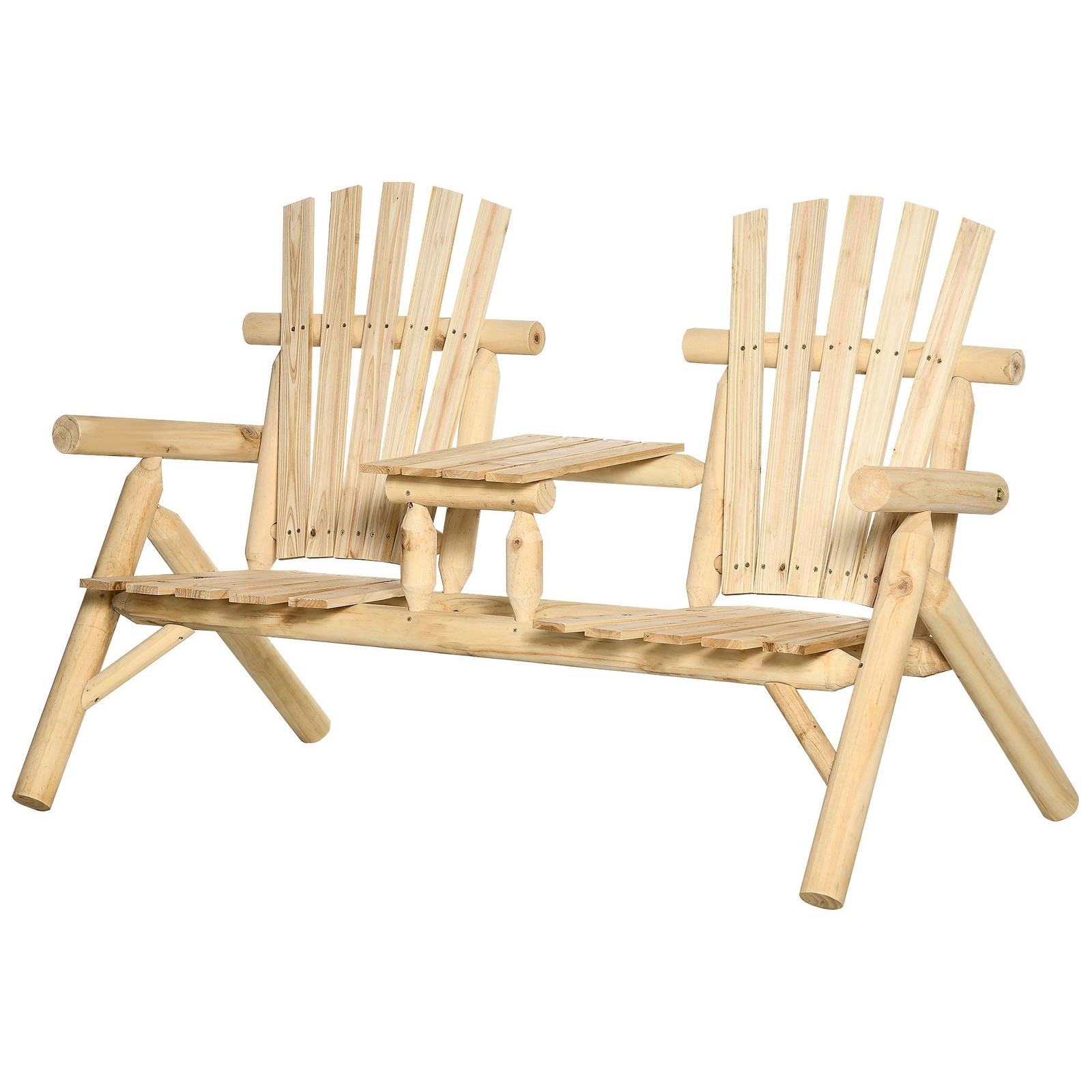 Twin Seat Outdoor Adirondack Chair with Functional Center Table Space