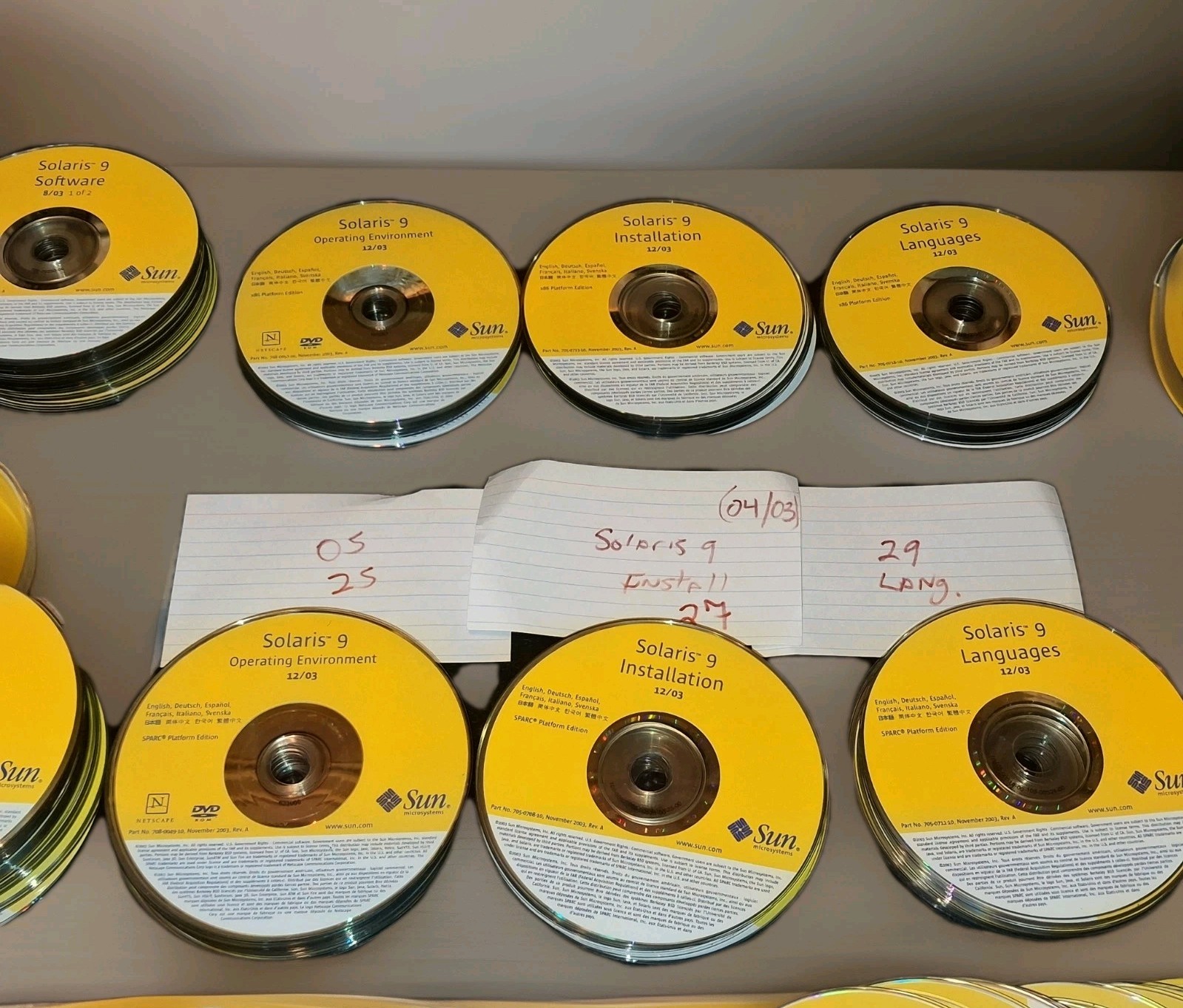 SUN Microsystems SOLARIS 9 -BOTH X86 & SPARC Platform Ed. 176 DISCS bundle Lot