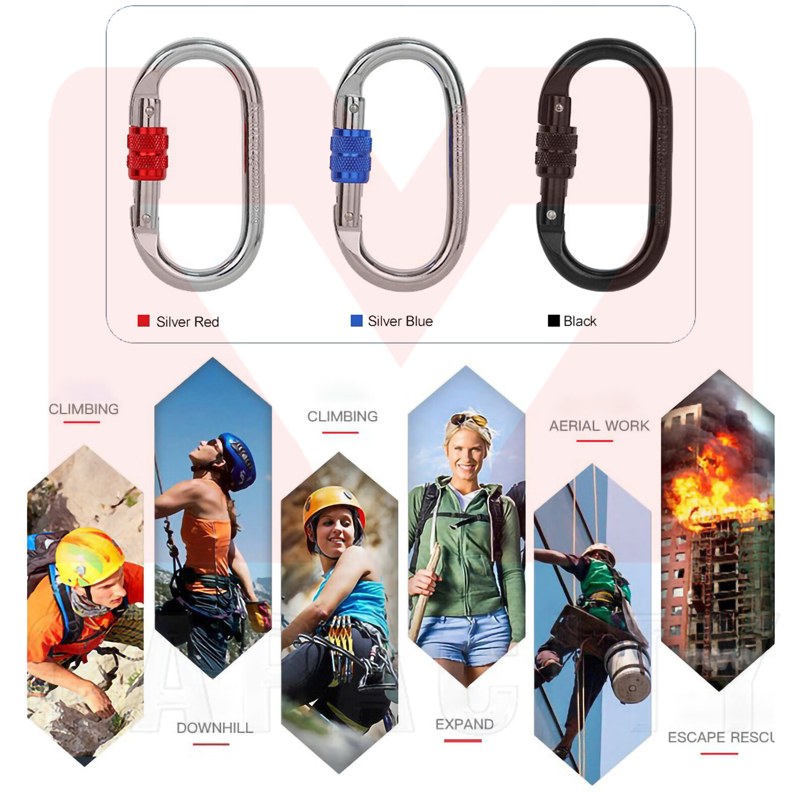 25kN O-Shape Steel Screw Lock Carabiner Clip for Camping Climbing Hiking Hammock
