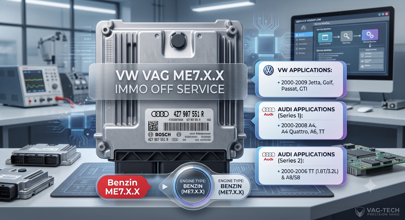 Immobilizer Delete IMMO OFF  SERVICE For VW AUDI Volkswagen ME7.1  ME7.5 ME7.1.1