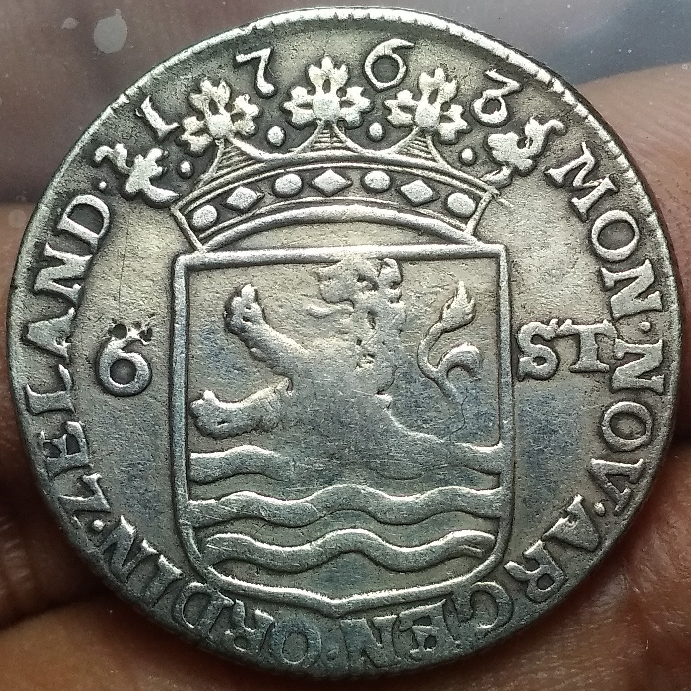 1763 Netherlands Zeeland 6 Stuivers Silver Coin. KM#90.2.